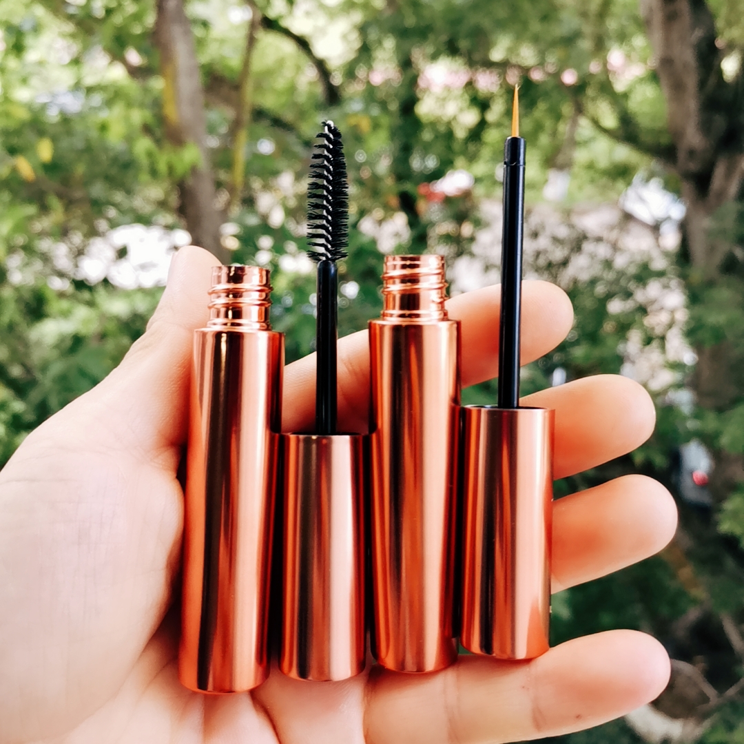 Luxury 10ml Metallic Rose Gold Plastic Empty Mascara Tube Custom Eyeliner Container
