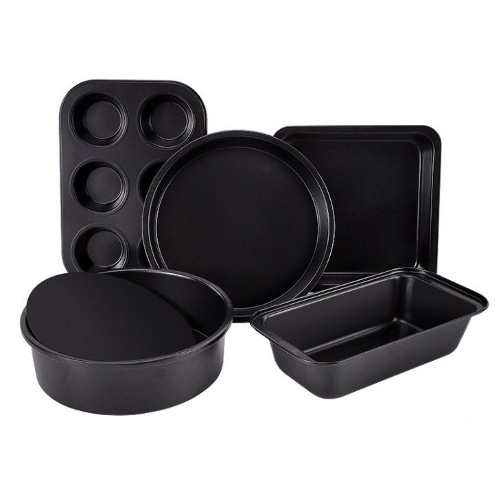 Non Stick 5 Pcs Nonstick Premium Cake Pan, Cookie Sheet, Toaster & Muffin Pan Bakeware Set