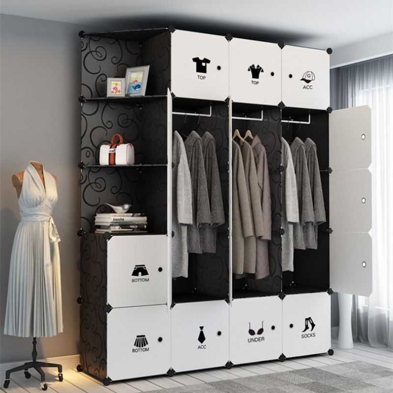 cheap family plastic simple space saving mobile low moq customized 2021 household palstic wardrobe for hanging clothes