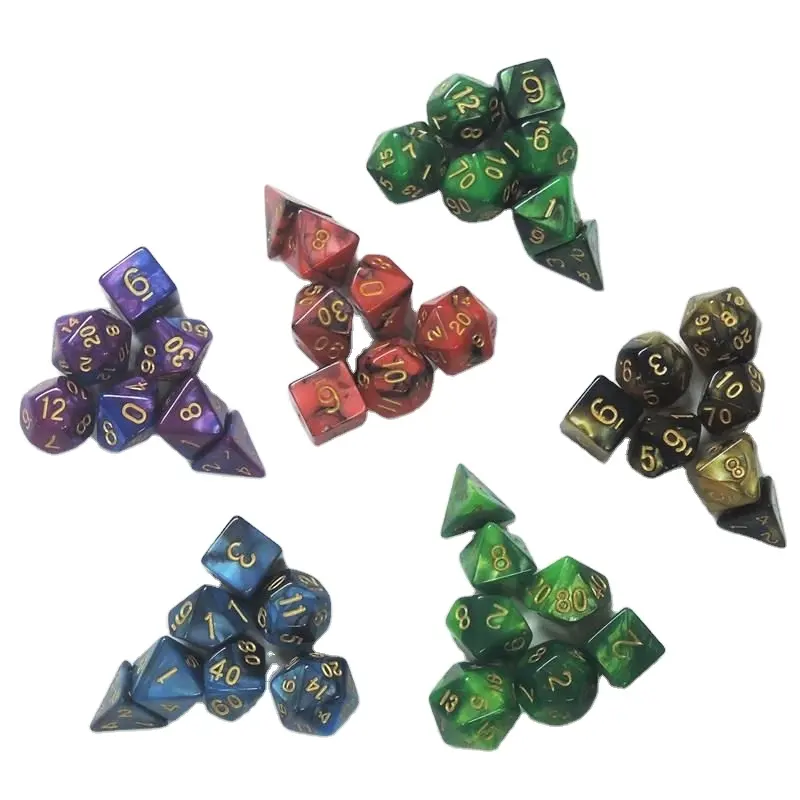 New Design Printed Colored Dices Rpg Dnd Polyhedral Shape Custom Dice set For Game