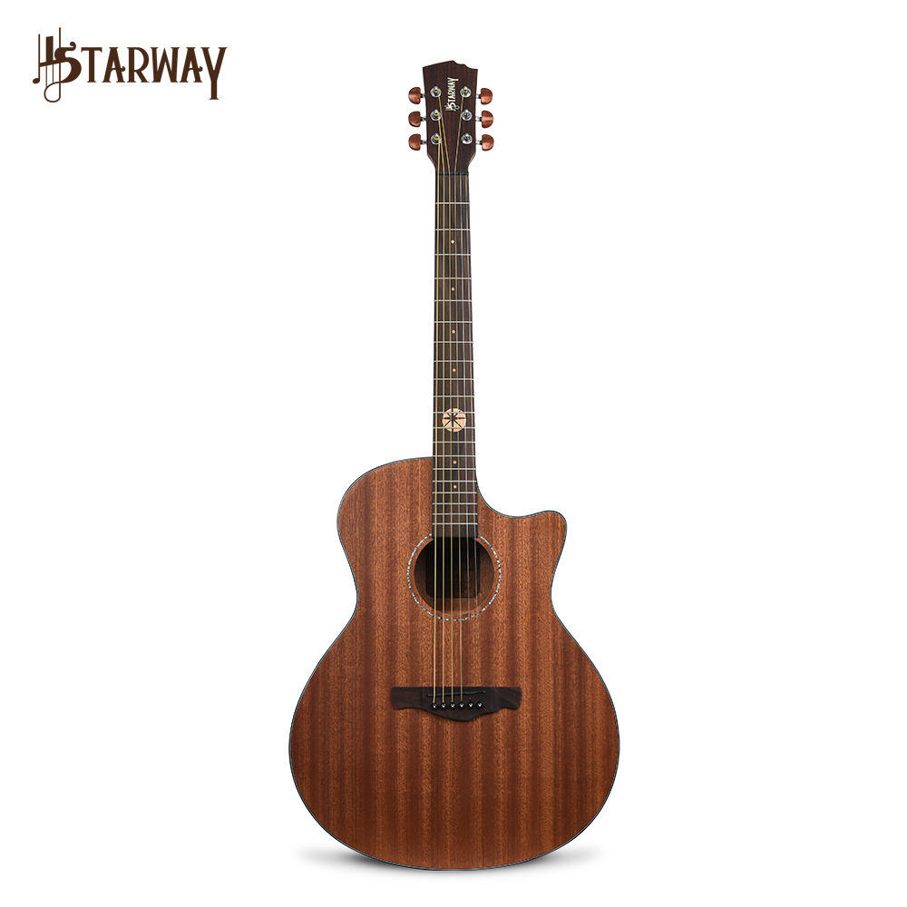 STARWAY G24 40-дюймовая Акустическая гитара Sapele, 6 струн, музыкальный инструмент для начинающих или performce