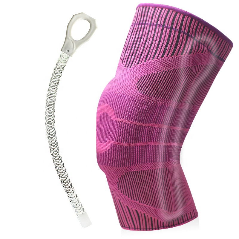 LCFC pink Wholesale sports knee knit breathable silicone spring compression leg guards knee pads
