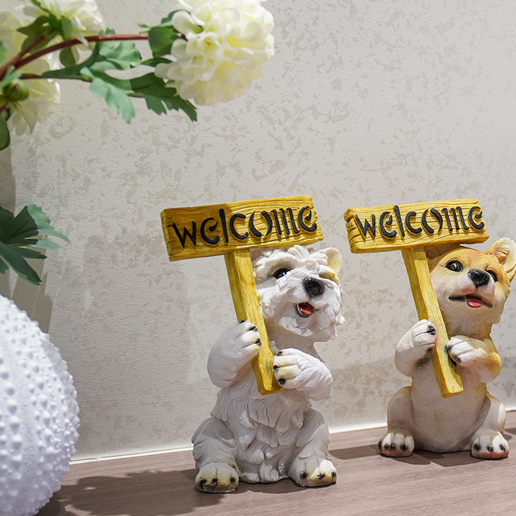 14x11x20CM Simulation Resin Puppy For Office Garden Family Room Abstract Ornaments Figurines