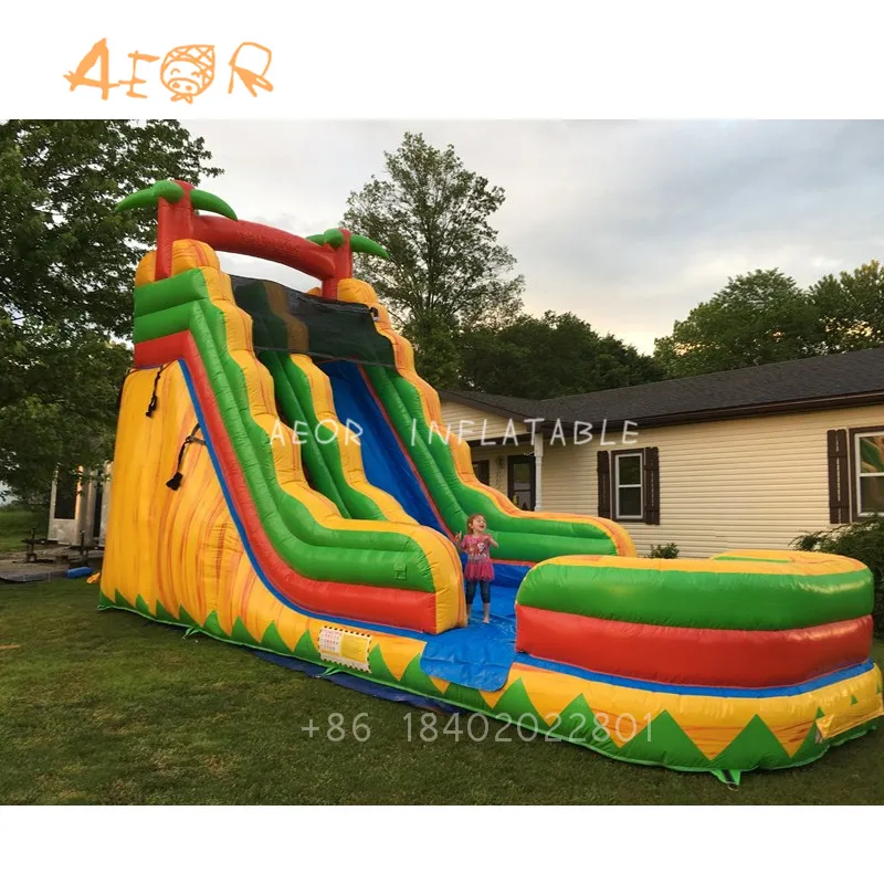 AEOR Cheap Amusement Inflatable Bouncy Water Slide With Pool For Children Playground Inflatable Water Slide