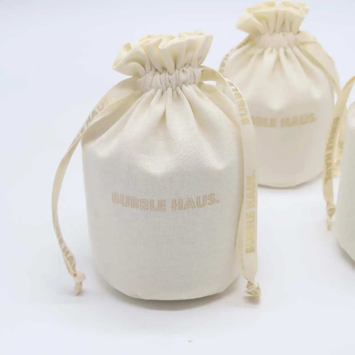 Wholesale Round Bottom Candle Gift Hair Packaging Cotton Linen Pouch Natural Cotton Muslin Candle Bag