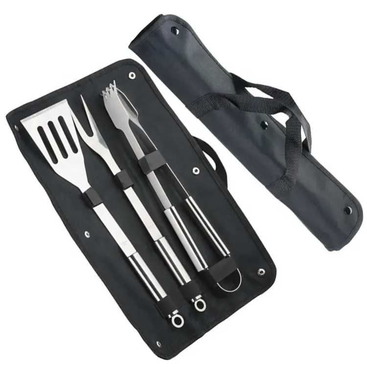 BBQ TOOLS 3pcs stainless steel bbq set with cloth bag packing