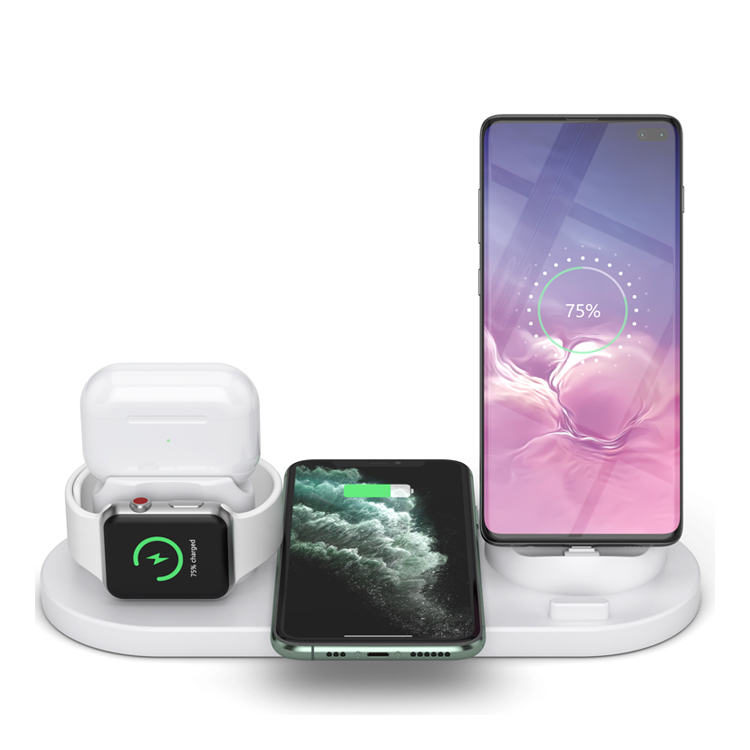 Top Selling 10w 6 in 1 Wireless Fast Charger Stand for Smart Watch Mobile Phone Earphone