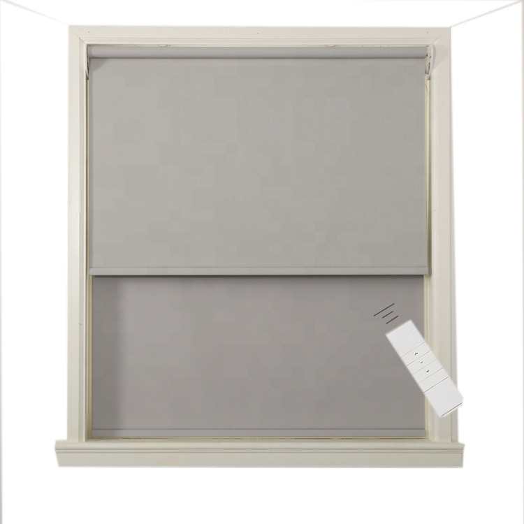 Factory supply double layer window electric motorized blackout roller smart blinds