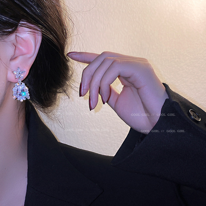 Jewelry 925 silver needle pearl diamond five pointed star Earrings Korea East Gate temperament net red earrings female