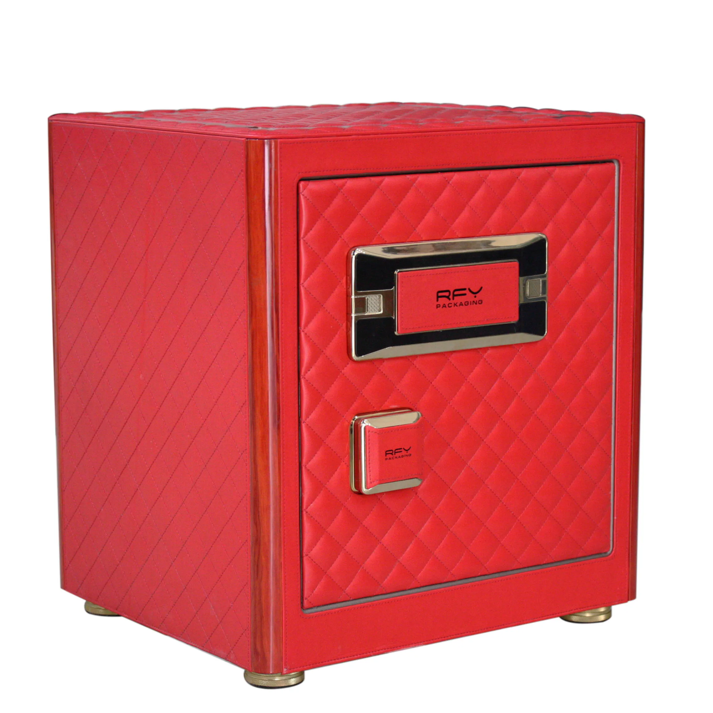 Customized Luxury Fashion Strong Safe Box With Real Leather And Fingerprint Lock