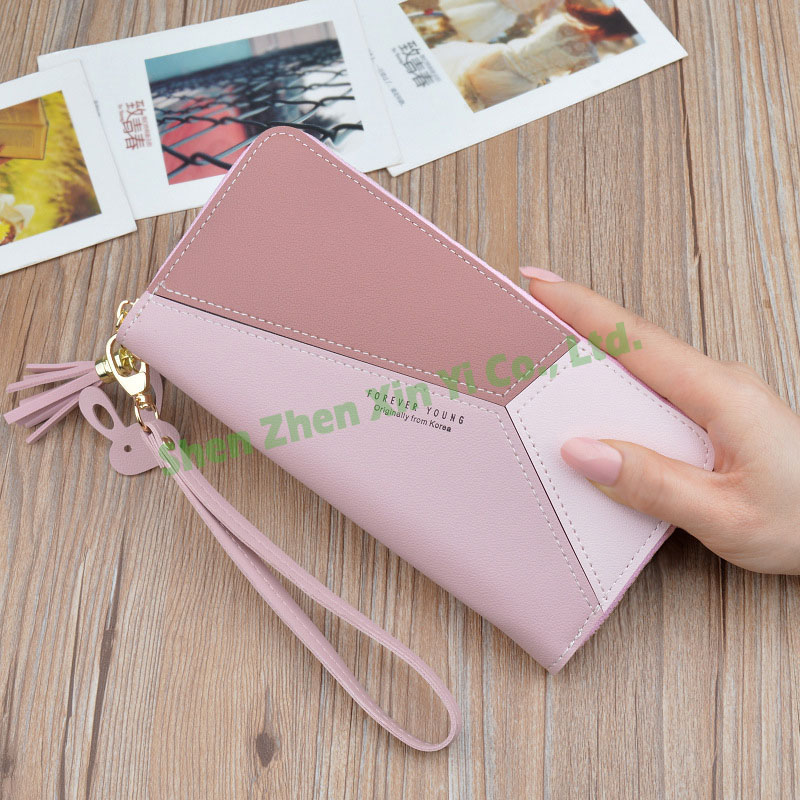 Geometric Women Clutch Pink Wallets Phone Pocket Purse Card Holder Patchwork Coin Purse Long wallet women