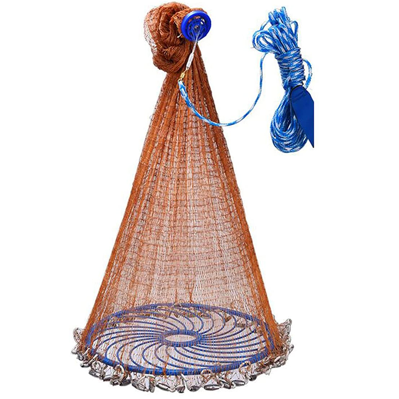 Shrimp Cage Maze Nylon Fishing Cast net With Plastic Frisbee Mono Throw Net