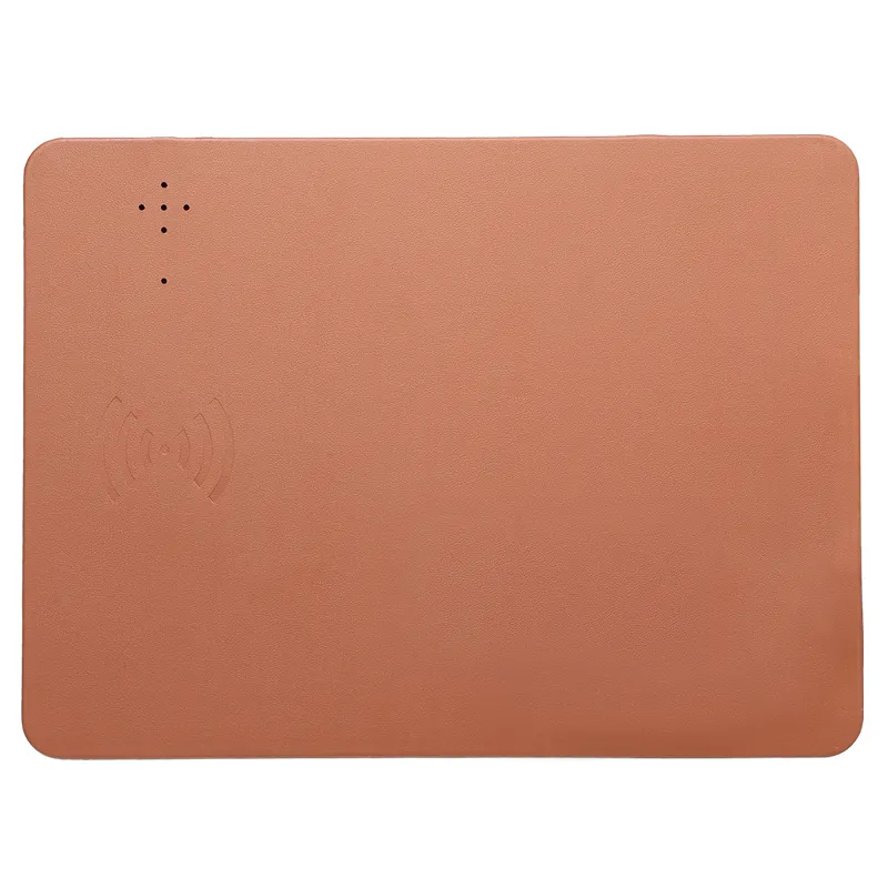 High Quality Pu Leather Custom Logo Print Black Phone Charging Charge Mouse Mat Pad With Wireless Charger