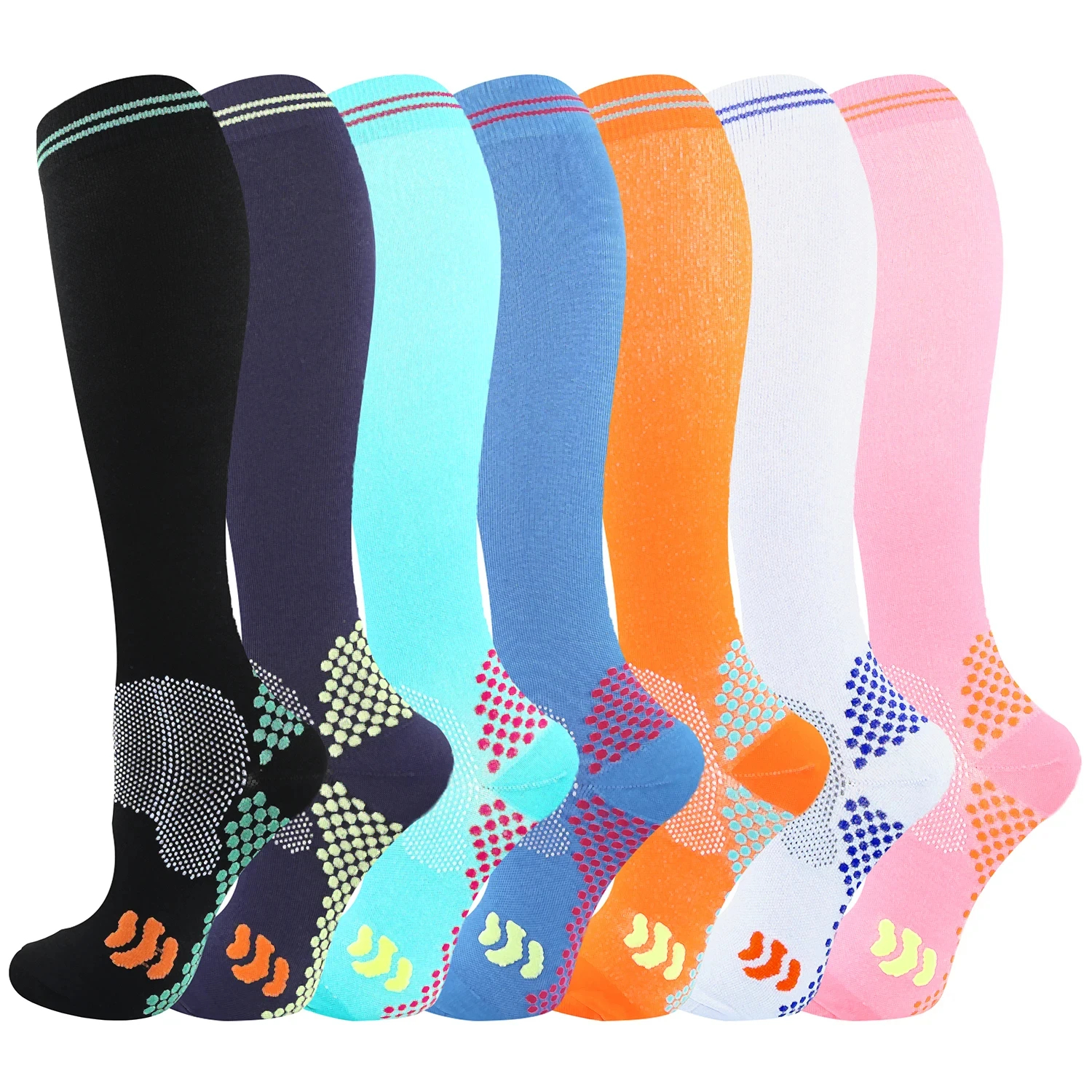 20-30mmhg Compression Stockings With Grips For Outdoor Sports Compression Sports Grip Custom Designer Socks Compression Socks