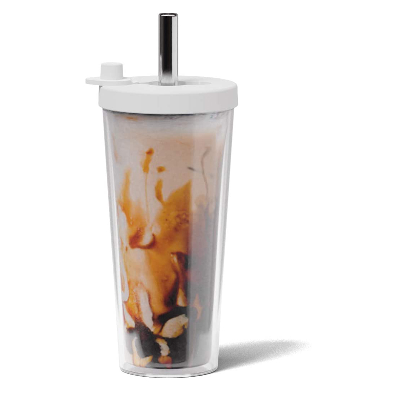 Многоразовая чашка Boba с перезаряжаемой крышкой, 20 унций, изолированная кружка для смузи с двойными стенками, широкая кружка из нержавеющей стали для Пузырькового чая