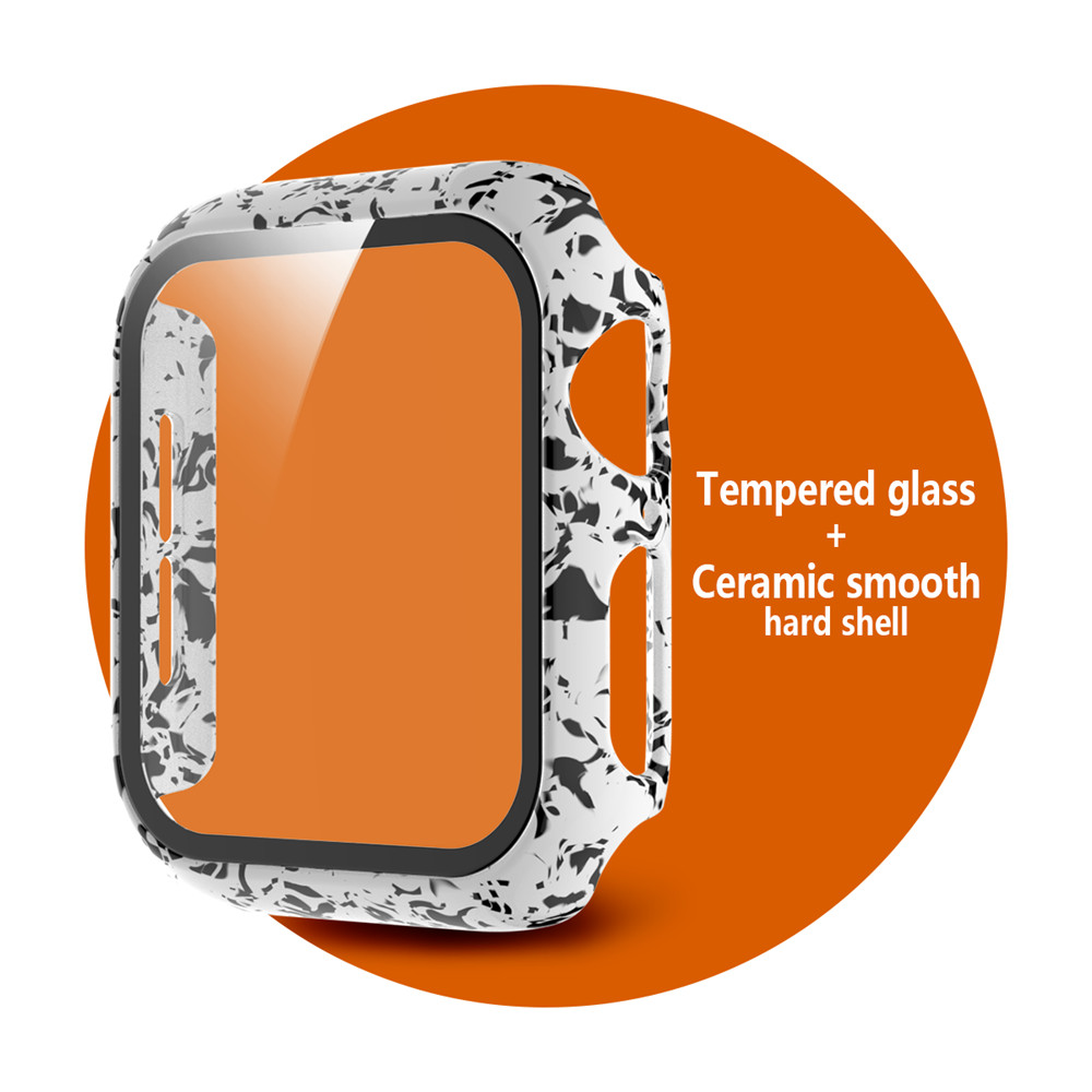 Pattern PC Hard Screen Protector Case for Apple Watch Series SE 6 5 4 3 with Glass Film Cover for iwatch 40mm 44mm 38mm 42mm
