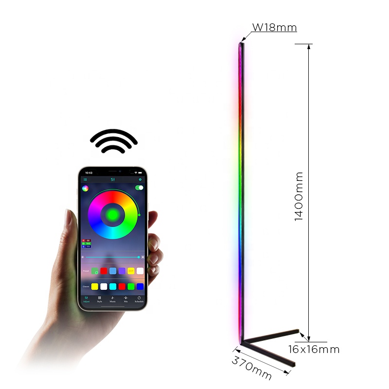 Скандинавский минималистичный светодиодный напольный светильник RGB 140 см с управлением через приложение для смартфона, угловой стоячий светильник с треногой, Прямая поставка