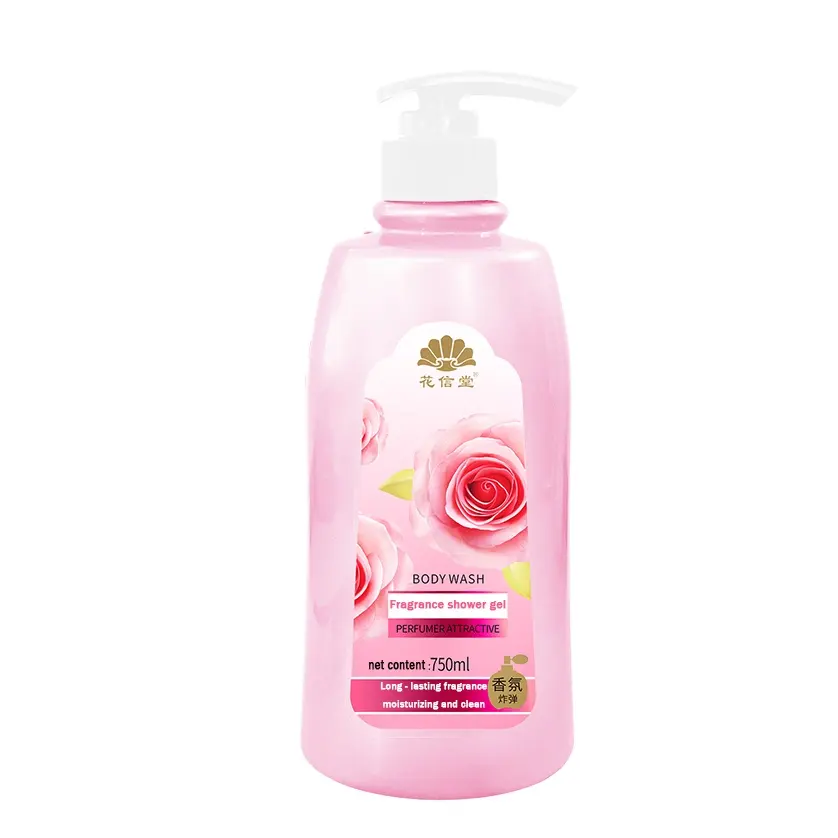 guangzhou natural shower gel private label Rose oil natural shower gel