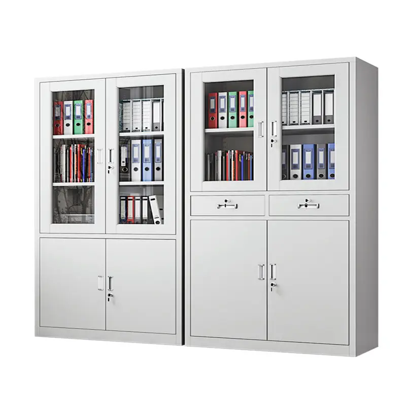 Steel school staff white metal office furniture book file storage cabinets with door and drawer