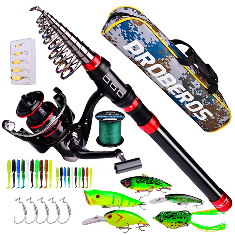 WEIHE Long Casting Rod and Spinning Reel Combo with Lure Hook Line pesca Bag fishing tackle set