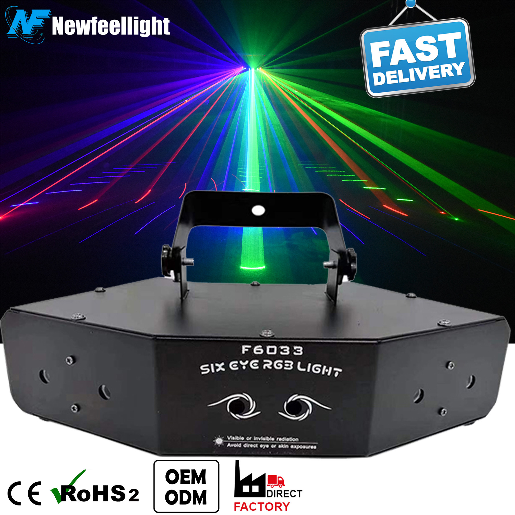 Night Club Light 6 Eyes RGB Color Stage Party Laser Light Effect DMX512 Night Clubs KTV Lighting