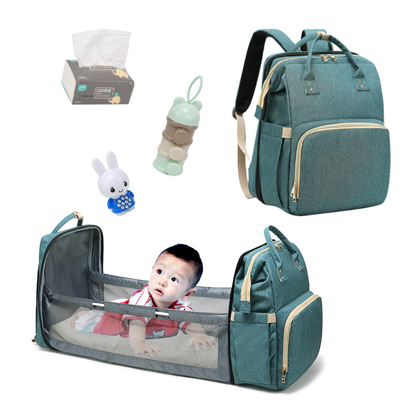 Wholesale Fashion Design Baby Diaper Bag Portable & Movable Mommy Backpack Bag Hanging Storage Sleeping Bag