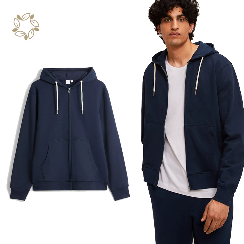 organic Cotton men's zipper hoodies eco friendly full zip up hoodie zip up jakets hooded open hood fleece jacket