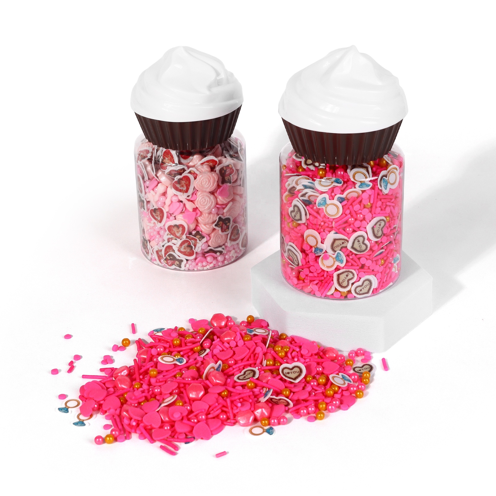 Lovely Pink Sugar Beads Edible Wafer Paper Topper Cake Decoration Customized Cupcake Pastry Mixes Sprinkles For Cake Bakery