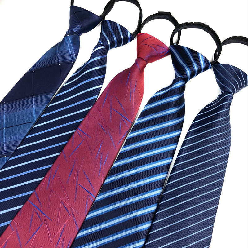 Custom Men's zipper tie pull peels lazy one-pull convenient formal wear Business knitted zip tie wholesale mens