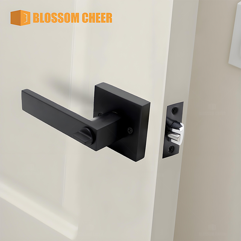 Door Lever Lock Mortise Cylinder Handle Wooden Set Bedroom Room Modern Black Latch Key Interior Design Bathroom Tubular Lockset