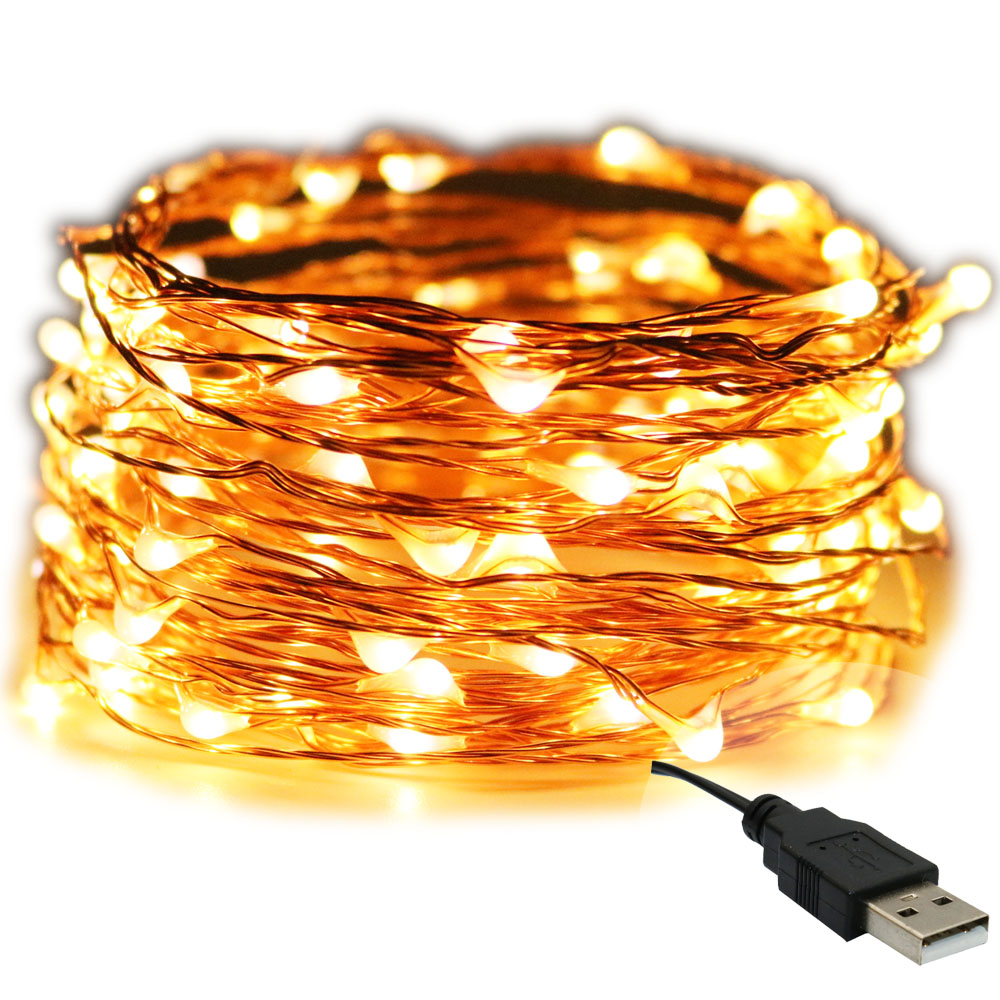 Светодиодная Рождественская гирлянда с питанием от Usb, свадебное украшение, гирлянда для вечеринки, Рождественская гирлянда с медным проводом и Usb, сказочные огни