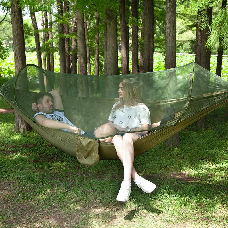 OEM Camping Hammock with Mosquito Net Pop-Up Light Portable Outdoor Parachute Hammocks Swing Sleeping Hammock
