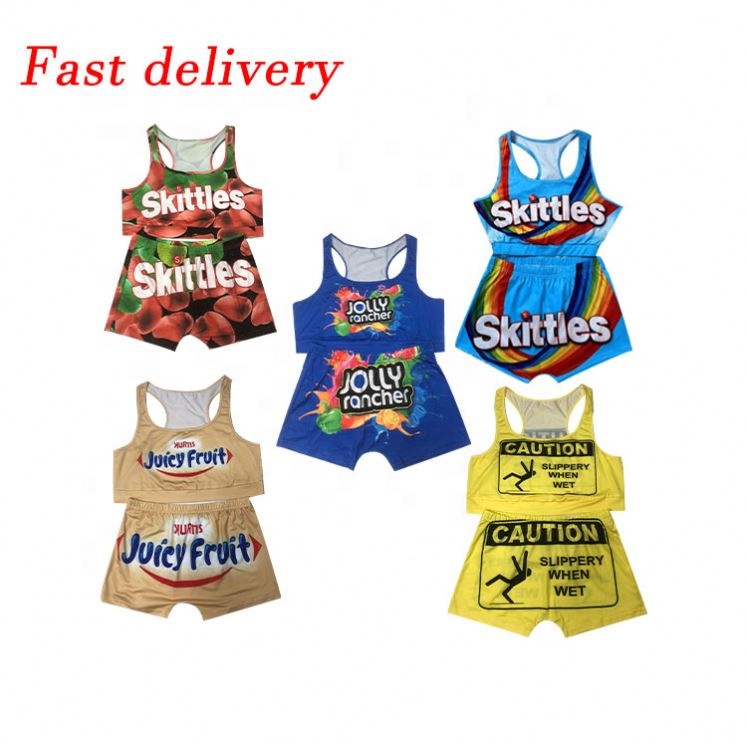 skittles juicy fruit biker women booty candy snack shorts set