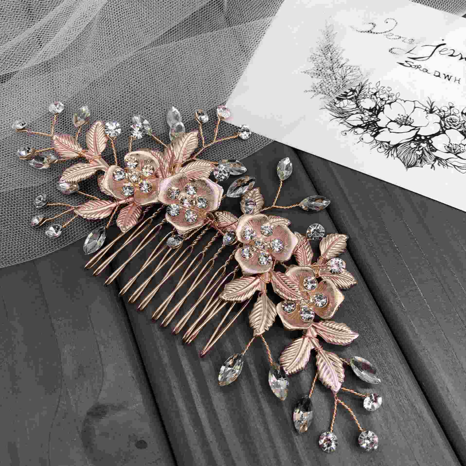 Wholesale Three pieces of a set Hair Accessories Rose gold Hair Comb Clips Accessories For Women