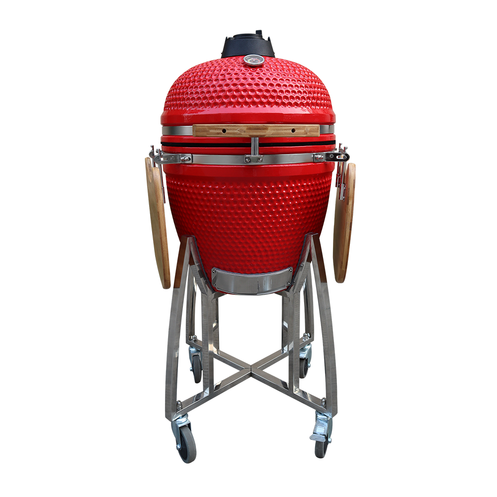 Auplex Wholesale Barbeque Meat Asador 21-Inch Kamado Ceramic BBQ Smoker Outdoor Portable Kitchen Pizza BBQ Grill