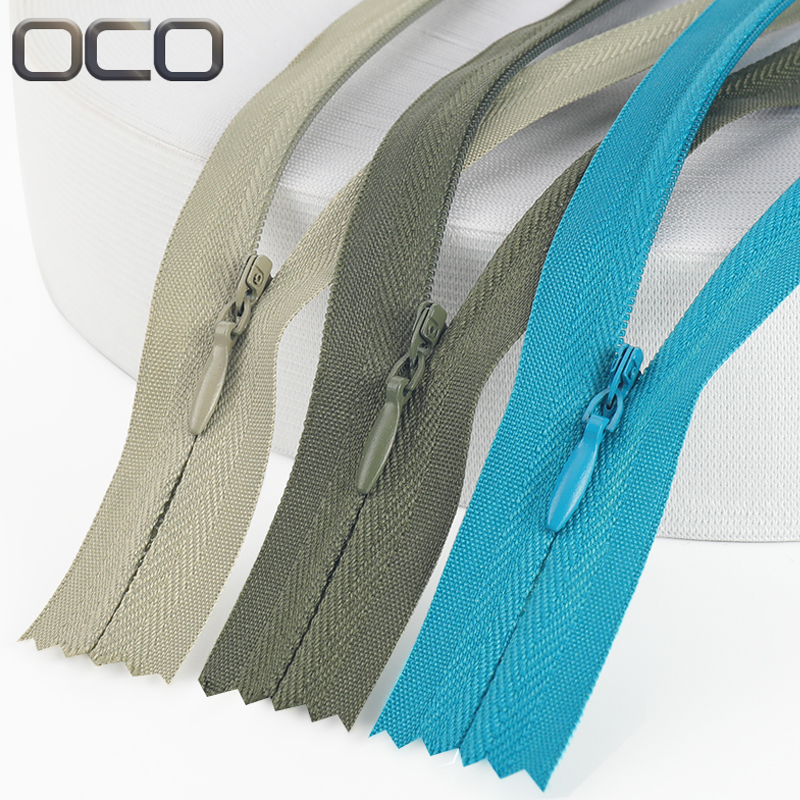 OCO Wholesale stock 32 colors custom sewing zipper concealed 3# invisible zipper hidden zip for dress zippers accessories
