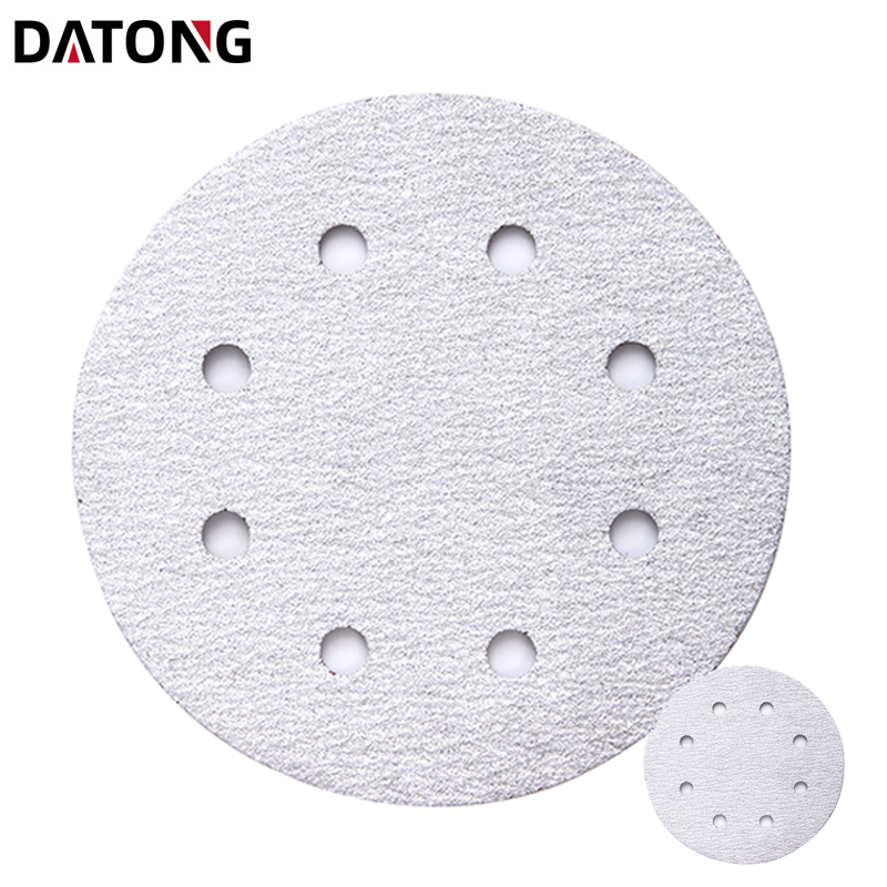Datong factory High quality 125mm 5inch 8 holes Grit 100 Round Ceramic white Sanding Disc For Metal and Wood