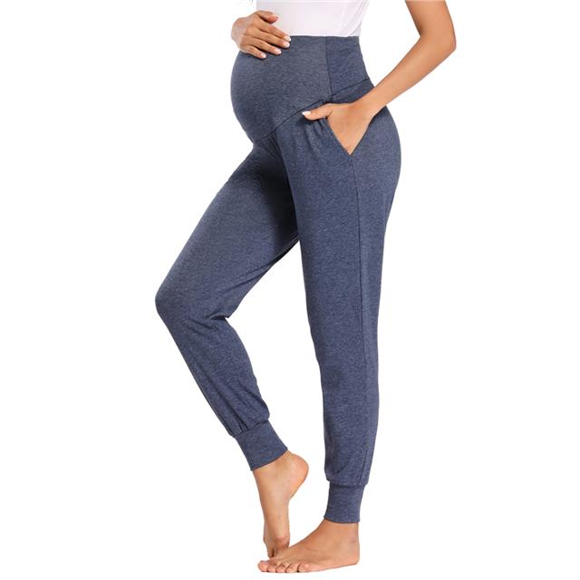 Winter Breathable Comfortable Warm Knitted Maternity Long Pants With Pockets