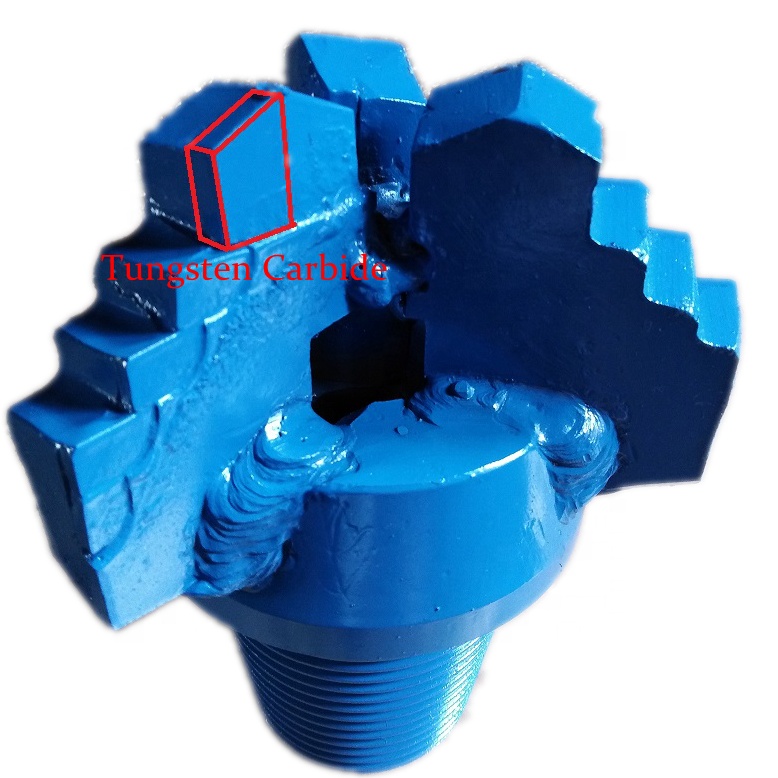 6 inch 3 Wings Step Rock Drag Drill Bit with Tungsten Carbide API 3 1/2" REG Pin Thread