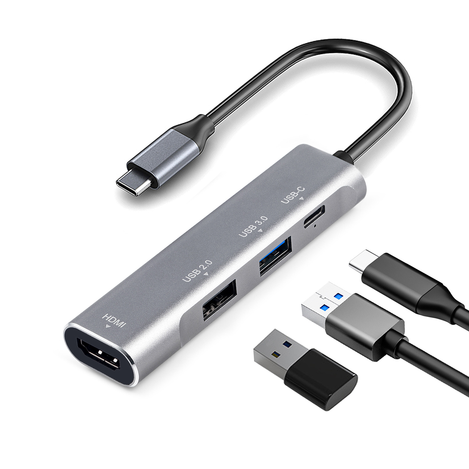 Расширительная док-станция Mini hub из алюминиевого сплава USB 3,0 разветвитель 4 в 1 мультиинтерфейсный конвертер type-C
