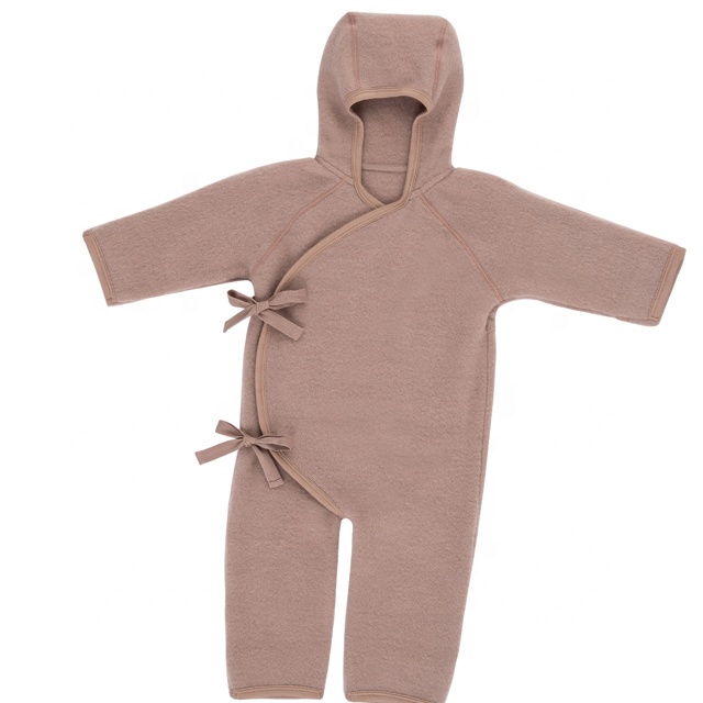 Merino Wool Baby Jumpsuit Solarwool Heart Soft Double Fleece Baby Clothes Full Customized PE Bag ODM Unisex Animal Solid Woolen