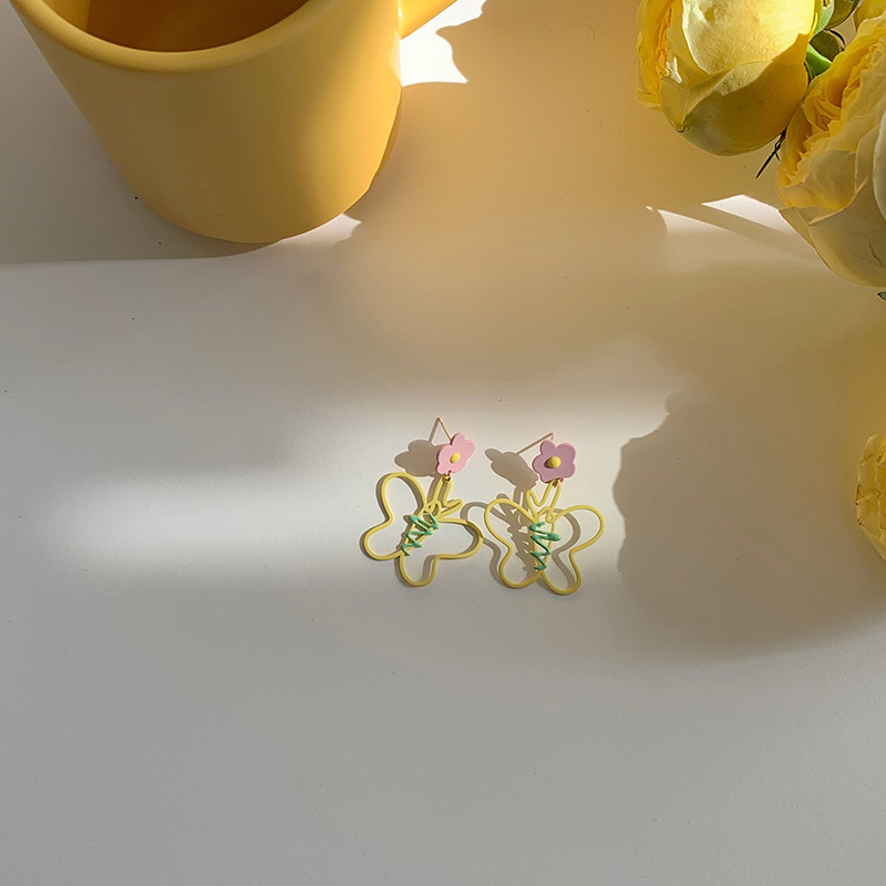 Jewelry 925 silver needle Korean net red temperament Design Earrings butterfly flower earrings fashion personality trendy