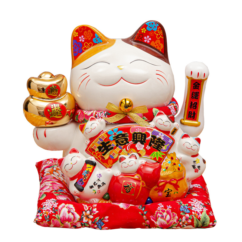 Ceramic Crafts 11-inch lucky cat store opening creative ornaments automatic hand-shaking fortune