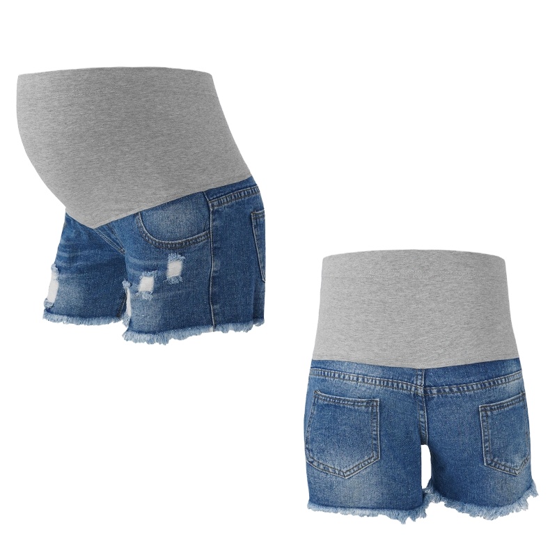 Women's Maternity Jeans Hole High-Waisted Shorts for Pregnant Women maternity workout shorts