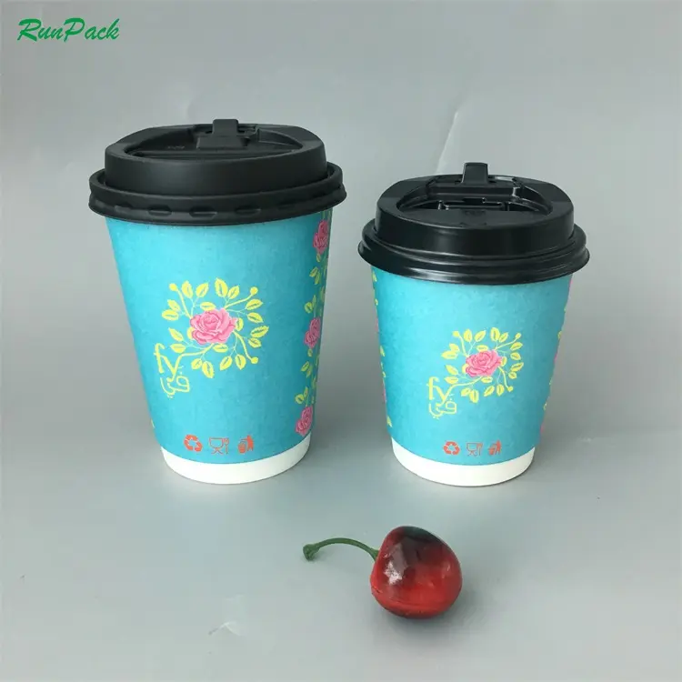 disposable cafe hot drink single double wall paper cup 8oz 4oz 12oz