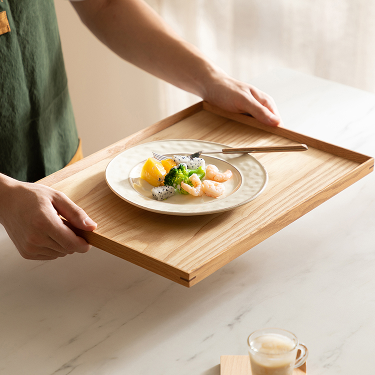 Minimalist Style Classic Design Rectangle Oak Wood Kitchen Serving Tray for Appetisers Food Drinks