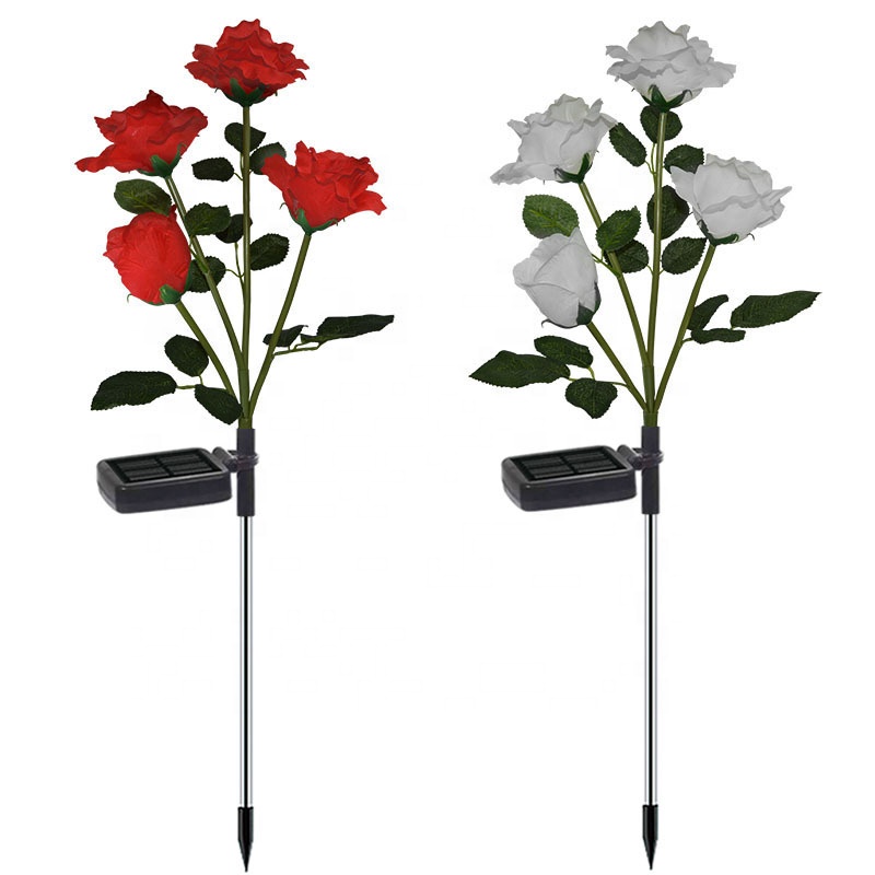 Hot sale Solar lawn roses lamp solar power warm light plant lamp ground landscape plug lamps manufacturers wholesale