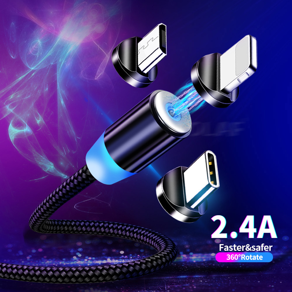 1 м 2 м мобильный телефон 3 в 1 Магнитный USB кабель плетеный зарядный micro Магнитный USB кабель Высокое качество 3 в 1 быстрая зарядка