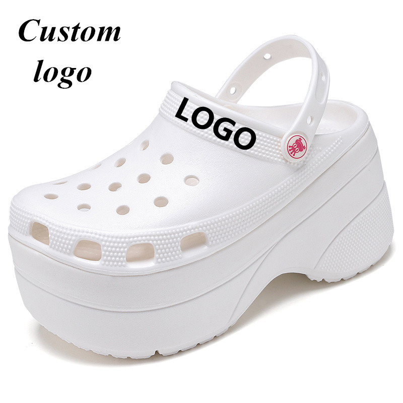 Heighten 10 cm female thick bottom garden shoes Custom Logo platform clogs sandal buns White Mesh EVA Clog Custom packaging