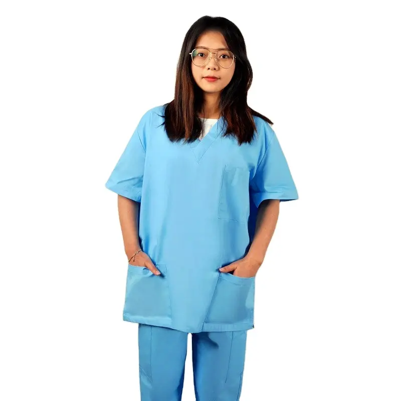 LASHEEN - CUSTOM SUPPORT Two Pieces Set Uniform Women and Man Suit Beauty Salon Work Nursing Cloth Scrubs Set